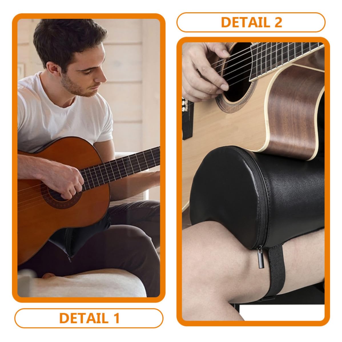 ibasenice Cuscino Facile da Trasportare Leggero Pelle Artificiale e Imbottito per Supporto Classica Acustica, Spugna Densità Alta Chitarra per Musicisti e Principianti
