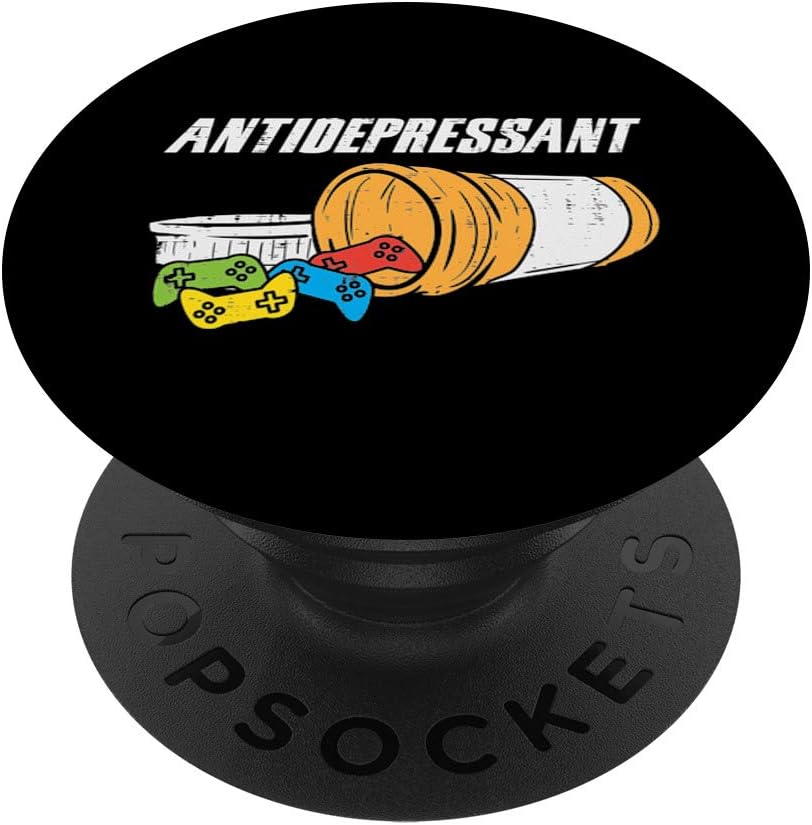 Antidepressant Game Controller Pills Funny Gaming Gamer Boy PopSockets PopGrip: Swappable Grip for Phones & Tablets