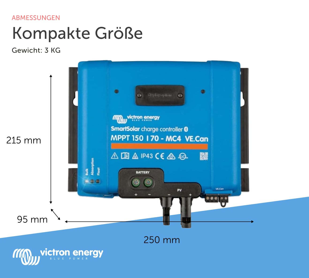 Victron Energy SmartSolar MPPT MC4 VE.Can 150V 70 Amp 12/24/36/48-Volt Solar Laderegler (Bluetooth)