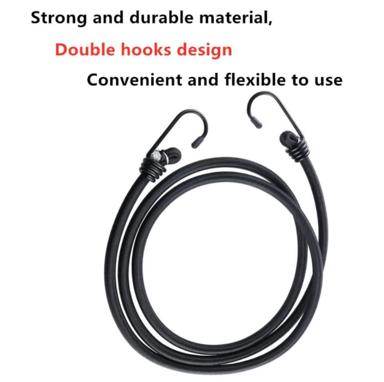 Corda elastica con gancio, gomma elastica, corda elastica ad altissima resistenza al gancio, per valigie, portapacchi, 2m