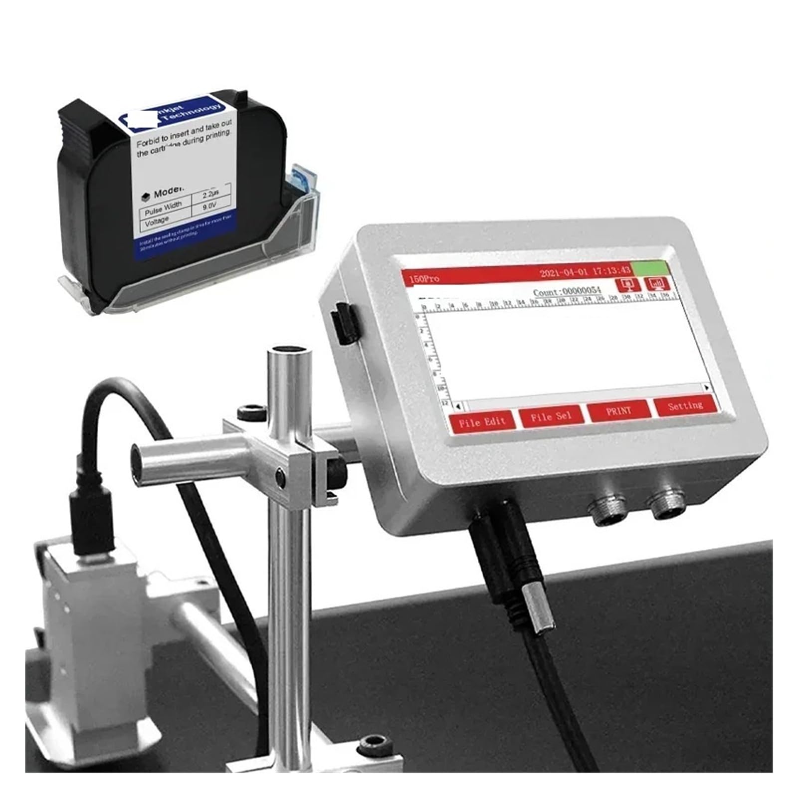 MYUYEE 150Pro 12.7Mm Online Printer Thermal Inkjet Printer Qr Barcode Batch Number Logo Expiry Date Printing Machine On Any Surfaces (With 1 Ink)