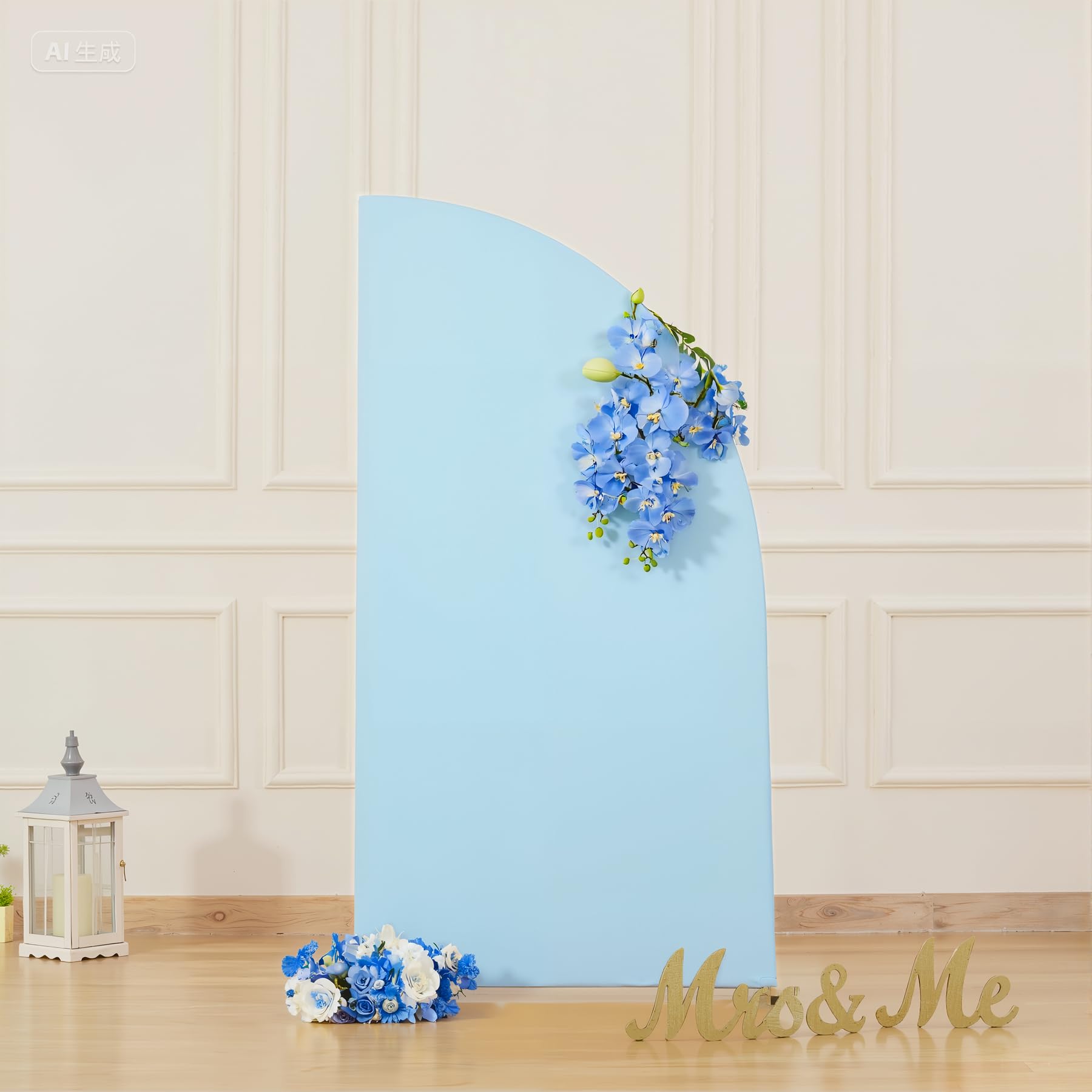 Blue Half Moon Arch Covers Wedding Arch Backdrop Cover for Weddings Birthday Parties Baby Showers Events – 5ft Light Blue Half Arch Fabric Cover Set