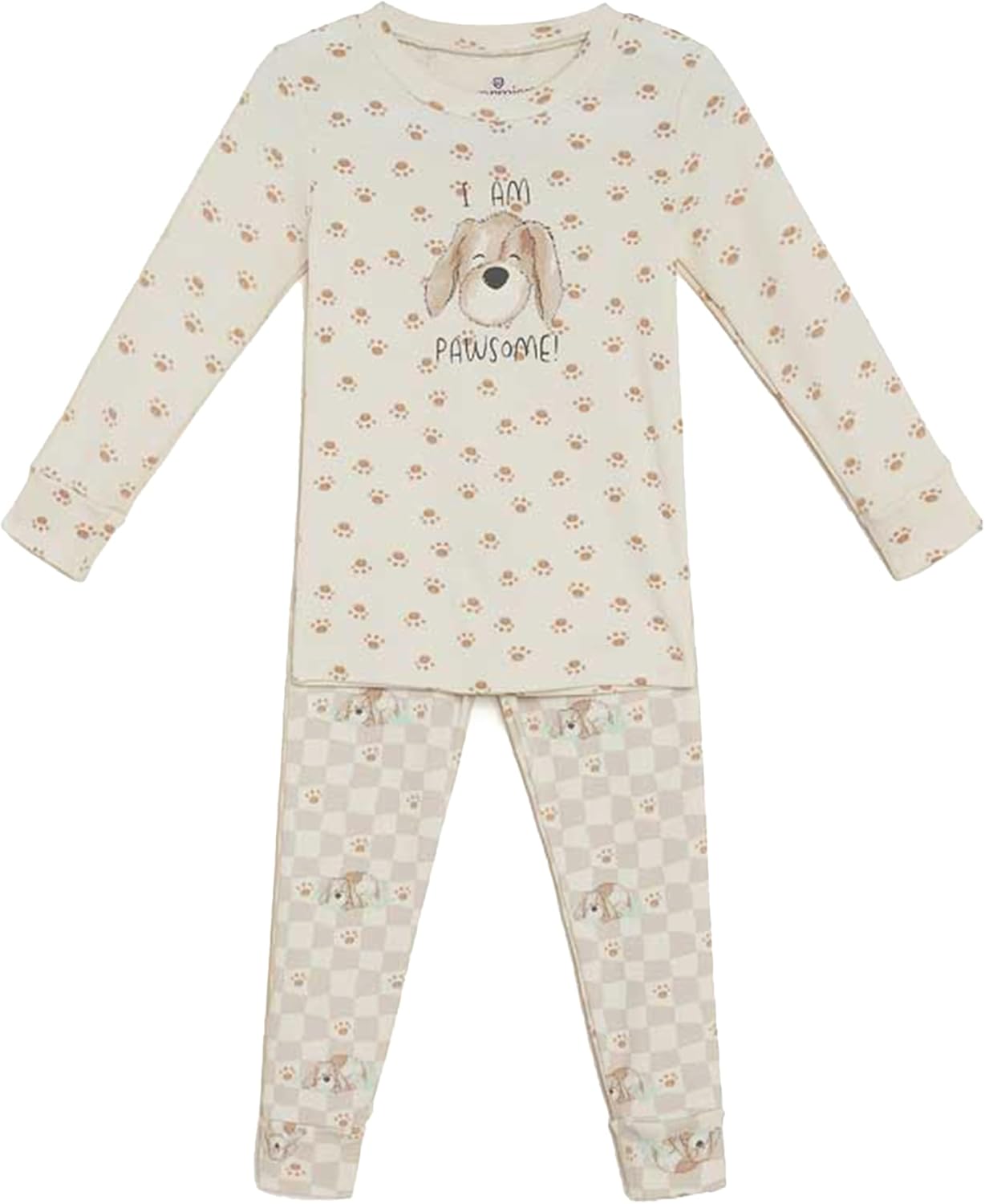 warmies Unisex Pajamas for Toddler Boys & Girls - 100% Cotton Fabric Children Sleepwear - Puppy Animal Print Pattern White