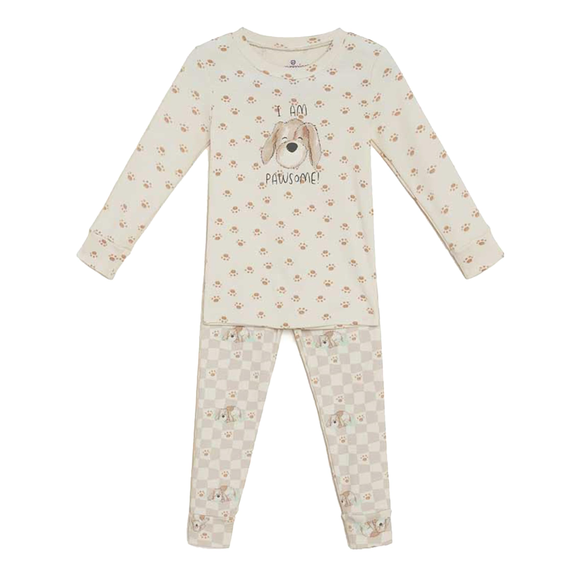 warmies Unisex Pajamas for Toddler Boys & Girls - 100% Cotton Fabric Children Sleepwear - Puppy Animal Print Pattern White