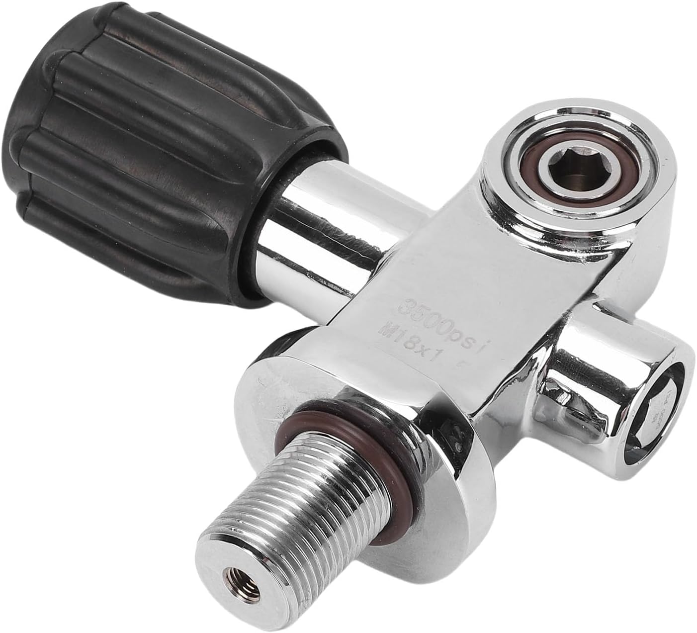 Diving Tank Valve, Stainless Steel DIN Yoke Valve with M18x1.5 Thread for Scuba and Snorkel Diving Equipment