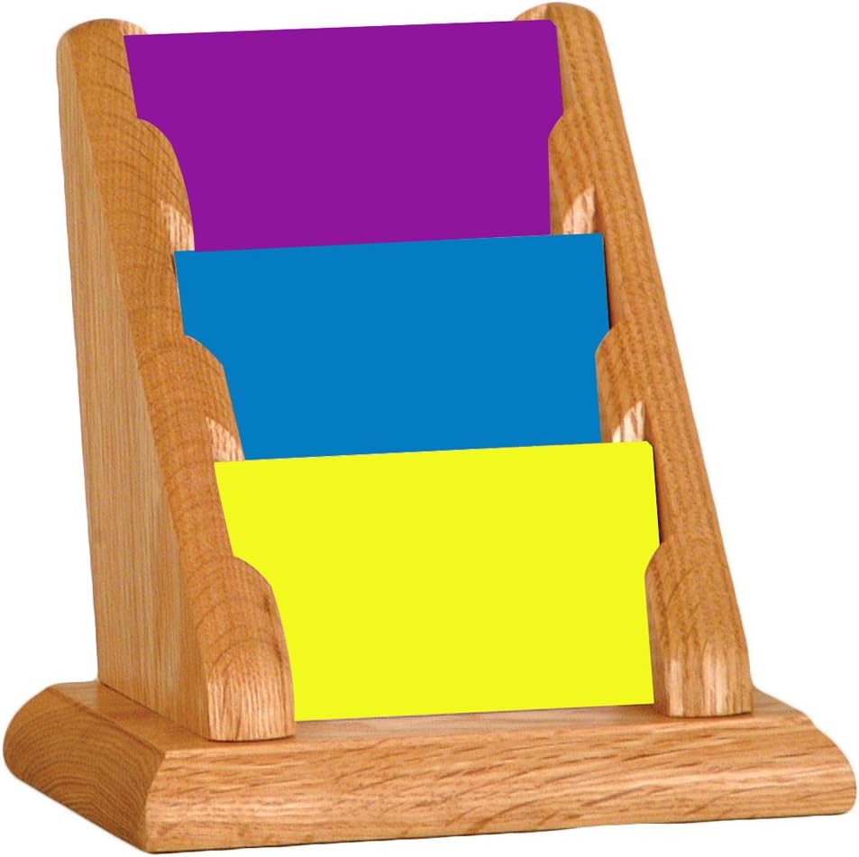 Wooden Mallet 3-Pocket Countertop Business Card Holder, Mahogany