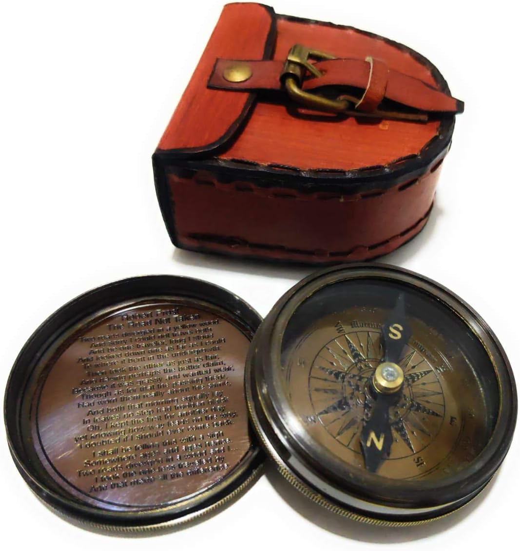Pocket Compass, Camping Travelling Equipment, Boat Compass, Engraved Brass Compass, Home Decor, Gifts for Teen Family, Nautical Navy Compass