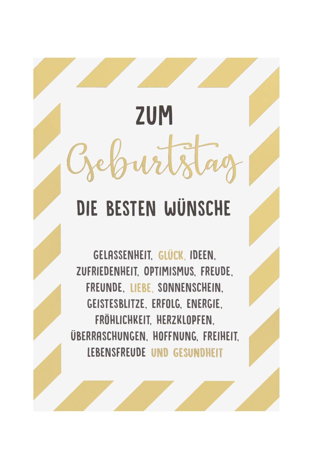 Geburtstagskarte Black & Gold, Karo-Streifen-Design, 11,6x16,6 Cm – Inkl. Goldenem Umschlag