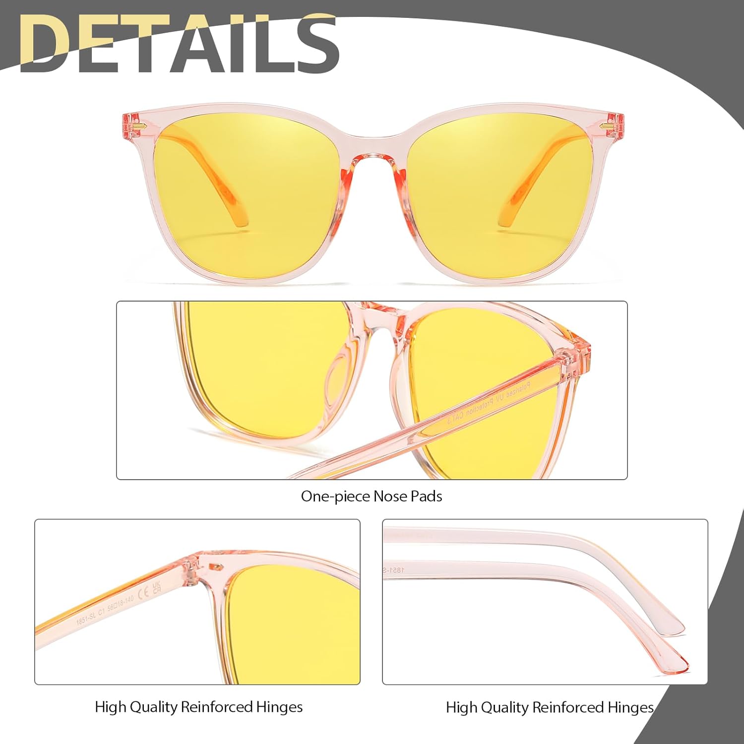 Myiaur Polarized Night Vision Glasses for Women, Anti Glare Driving Vision Glasses with Yellow Lens, UV400 Protection - Image 7