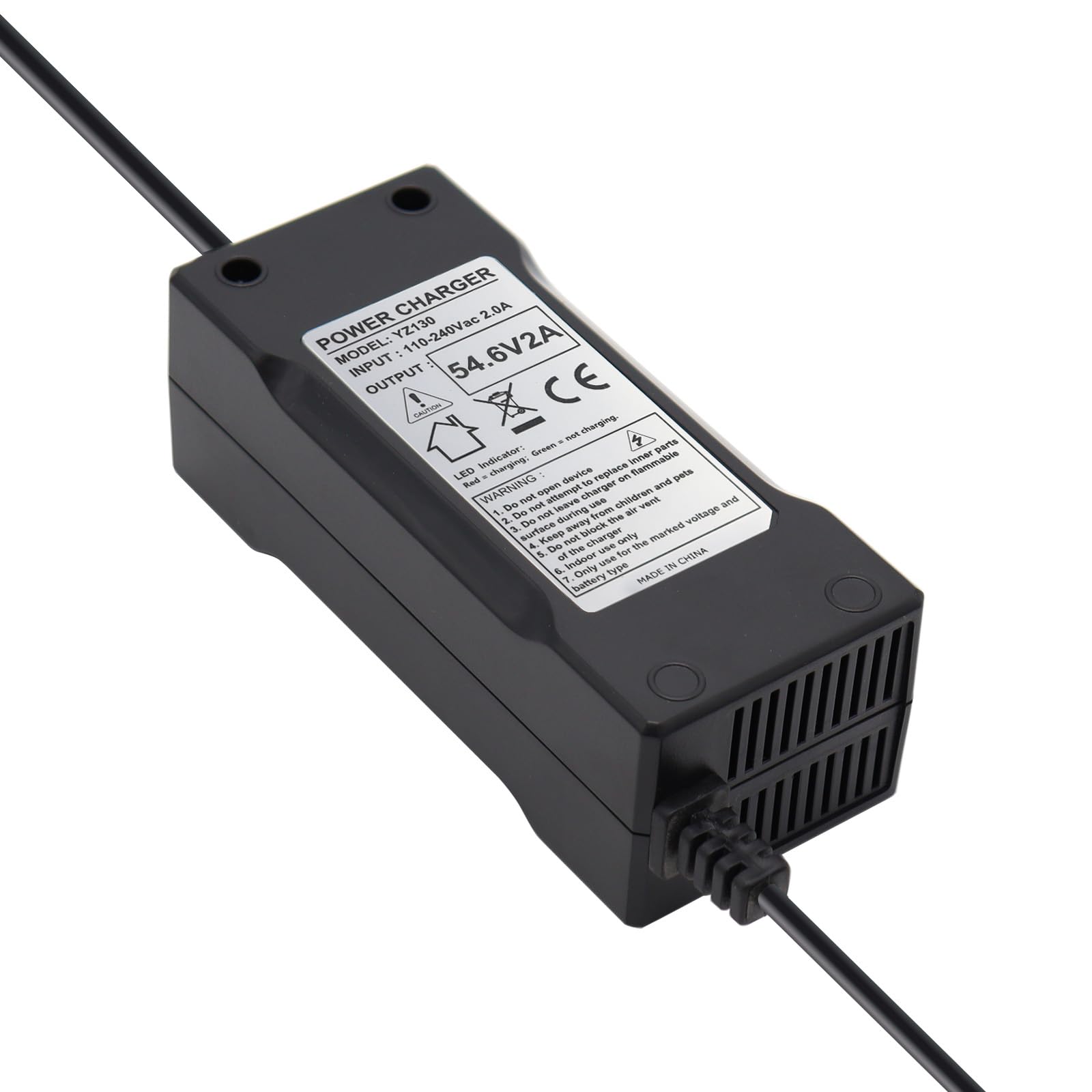 Cargador de litio de 48 V, adaptador de fuente de alimentación, 54,6 V, 2 A, para moto eléctrica de 48 V, batería 13 S con conector en línea de 3 pines/3clavijas