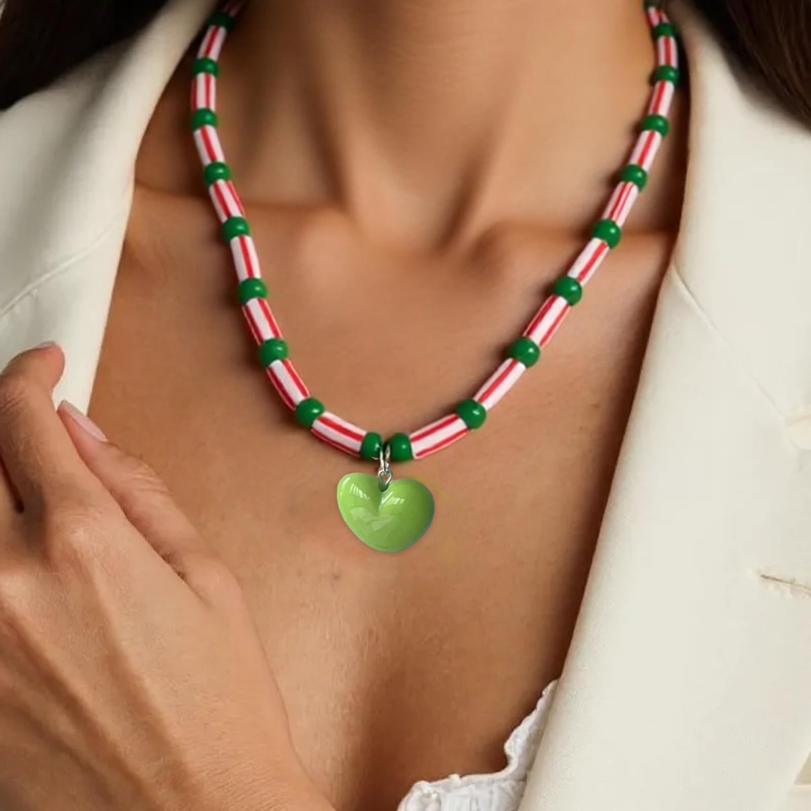 Collana a catena regolabile con perline collana a catena con ciondolo a cuore ciondolo a forma di cuore gioielli per collo in resina texture per collane quotidiane per donne