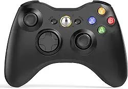 W&O Controle sem fio compatível com Xbox 360 e PC, 2.4 GHz, Gamepad, Preto