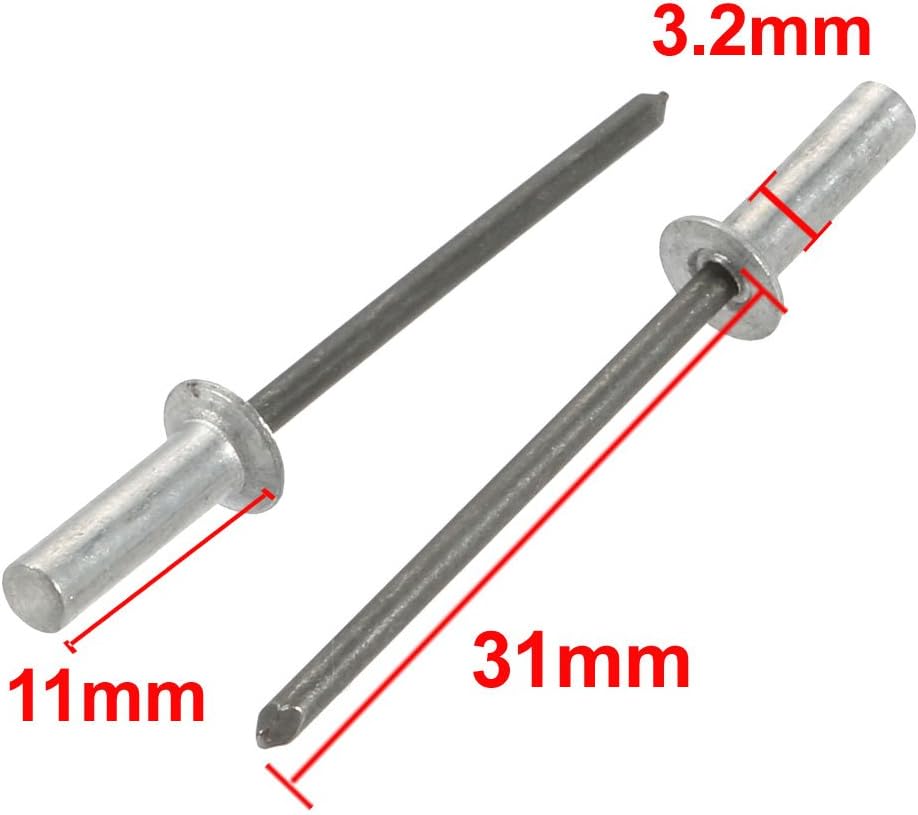 Sourcingmap 3.2mmx11mm Aluminum Countersunk Head Closed End Blind Rivets Fastener 200pcs - Image 3