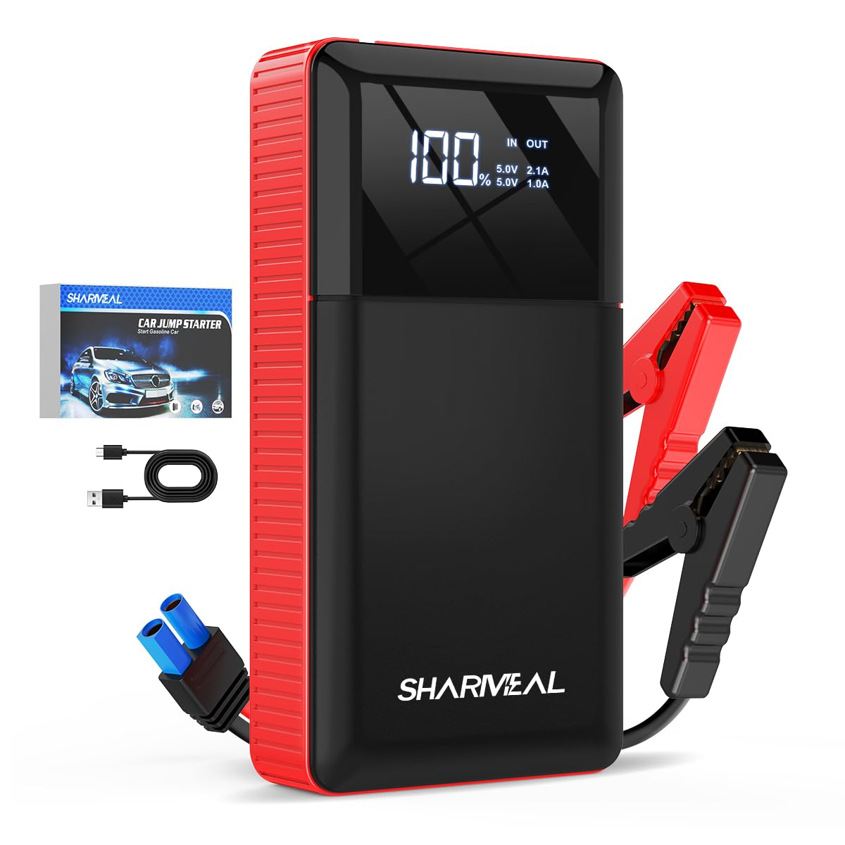 Sharmeal T47 Jump Starter for Car 2500A Jump Starter Battery Pack for All Gas