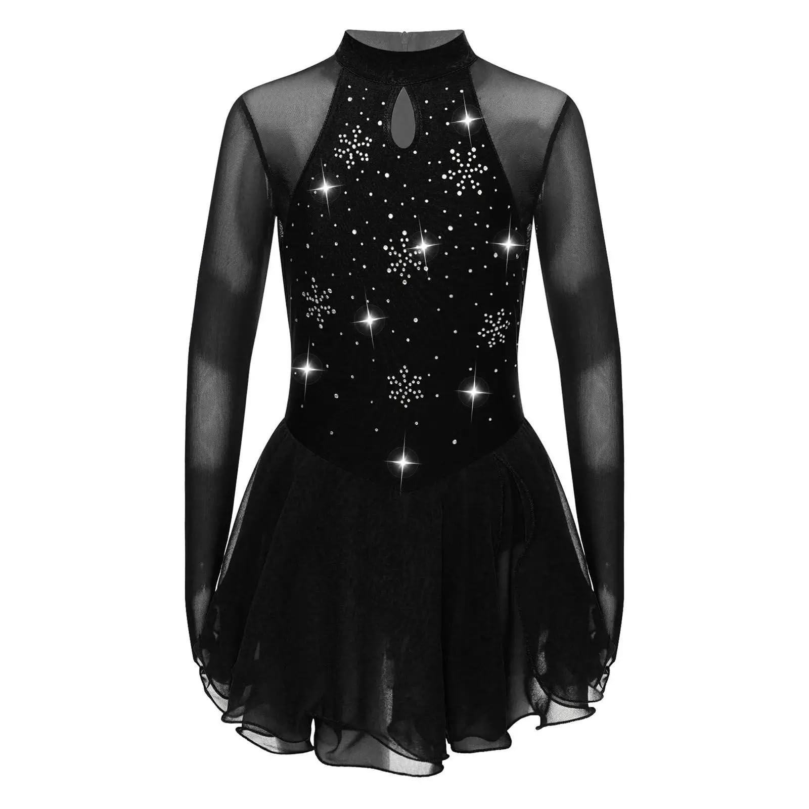 Maillot Gimnasia Ritmica Vestido de Malla de Ballet for niñas, Ropa de Baile for Patinaje artístico sobre Hielo, Vestido de Baile lírico de Manga Larga, Disfraz de Bailarina(Color 1,16)