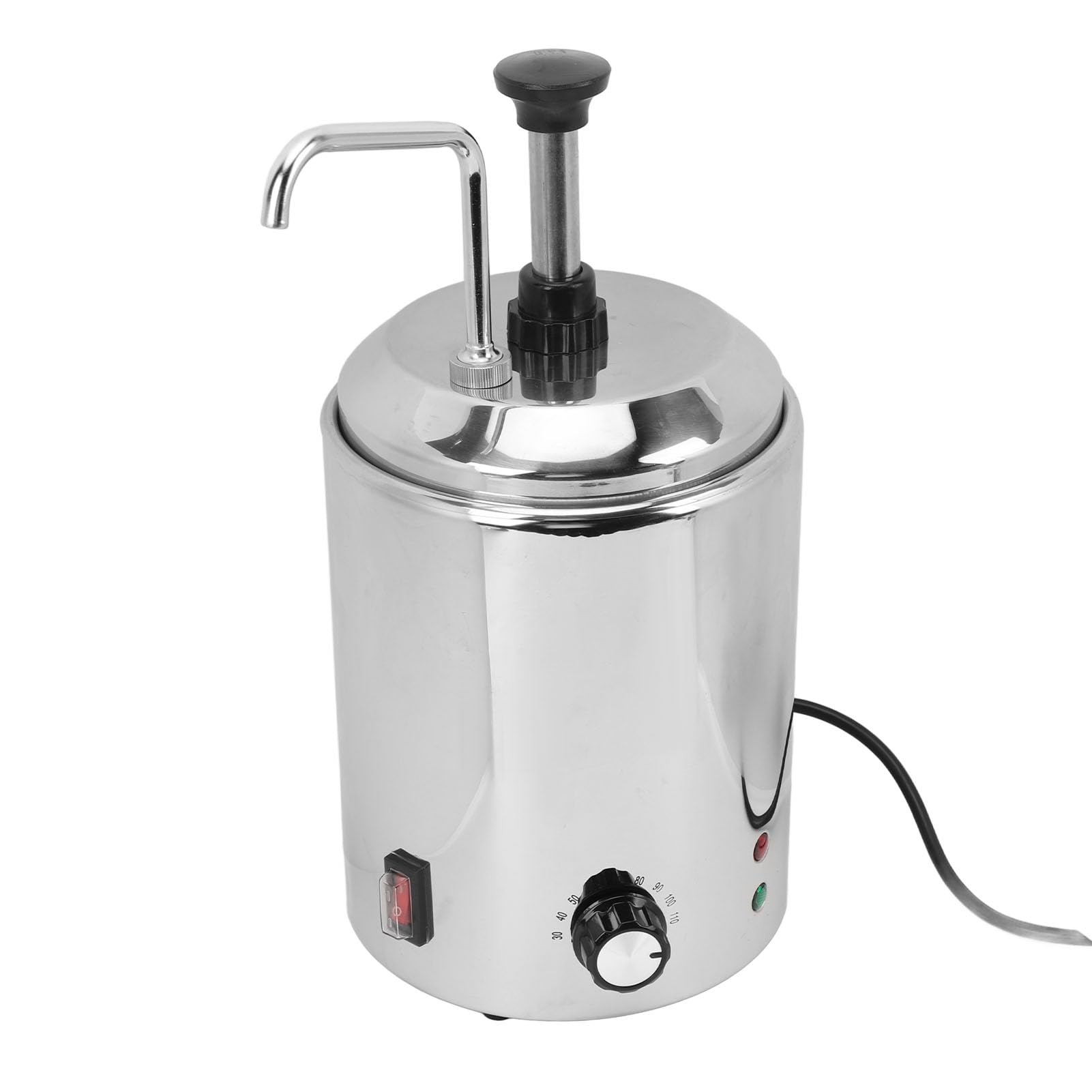 Pongnas Calentador Comercial de Queso para Nachos con Bomba, Rotación de 360 ​​Grados, Dispensador de Sirope de Chocolate Caliente de Acero Inoxidable con Control de Temperatura d (Enchufe Europeo