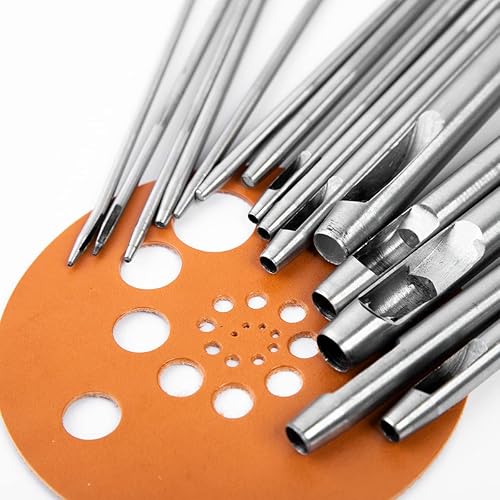 Miniatura 6 de WUTA Juego de 6 herramientas de perforación de cuero hueco de 0.236 a 0.394 pulgadas, kit de trabajo de cuero para cuero, correa de reloj, tela,