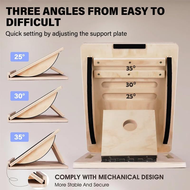 6-Angle Slant Board & Balance Board, 2-in-1 Wooden Mobility Board, Adjustable 40° Incline Stretch Board with Non-Slip Surface, Calf Stretcher and Ankle Balance Board for Adults, Squats, Stability Workouts