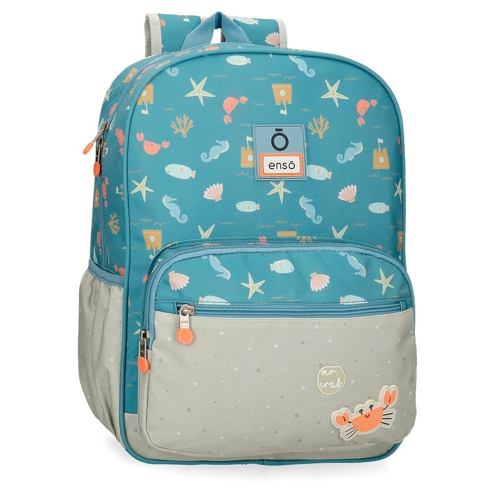 Enso Mr Crab School Backpack Blue 30x38x12cm Polyester 13.68L, Blue, School Backpack
