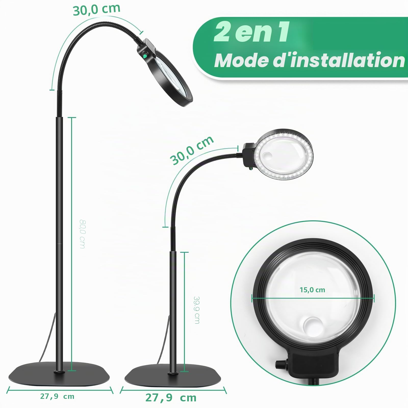 NZQXJXZ 2 en 1 Loupe de Lecture avec Lumière et Support