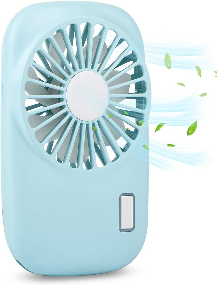 Accering Portable Fan, Mini Pocket Fan with 2 Speed Adjustable, Small Handheld Imitation Camera Personal Fan USB Rechargeable or Battery Powered, for Woman/Man/Girls/Boys (Blue)