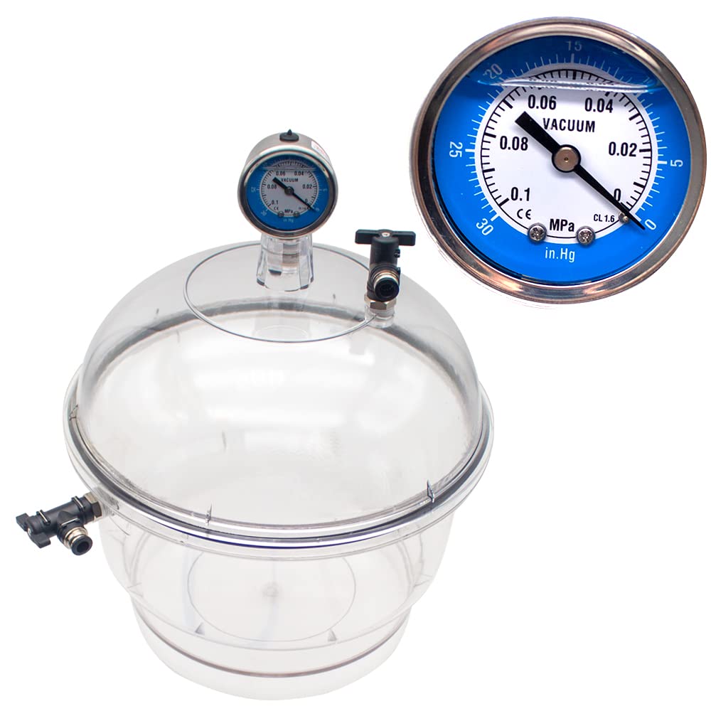 Secador Al Vacío de Plástico de Policarbonato de 150MM, Desecador de Laboratorio, Almacenamiento de Secado Al Vacío, Válvula Doble Con Manómetro