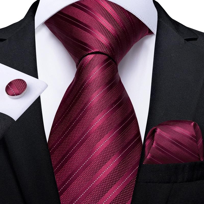 Conjunto de corbata para hombre con rayas de seda miniatura 2