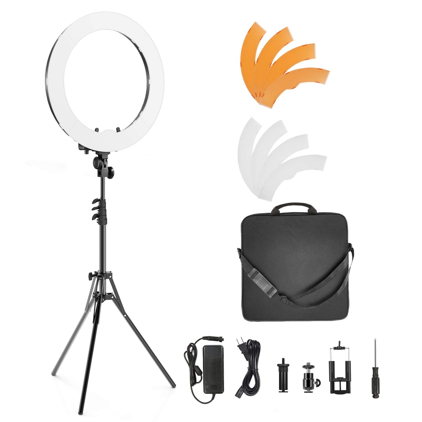 IVISII Ring Light 18 inch 55W 5500K Dimmable with Stand and Phone Holder & Ball Head for Makeup, Live Streaming, YouTube, Vlog, Photography with Phones, Camera, Tablets