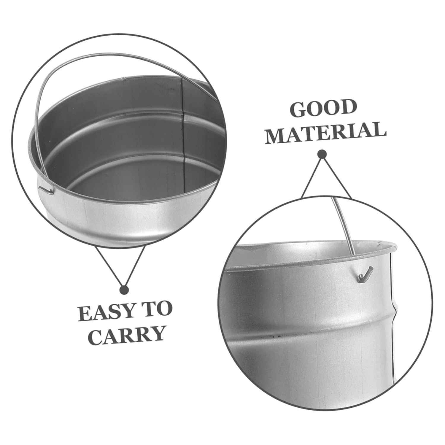 Outdoor Metal Trash Can Galvanized Bucket with Handle for Garden Multipurpose Storage Easy to Clean Material for Trash Gardening and More