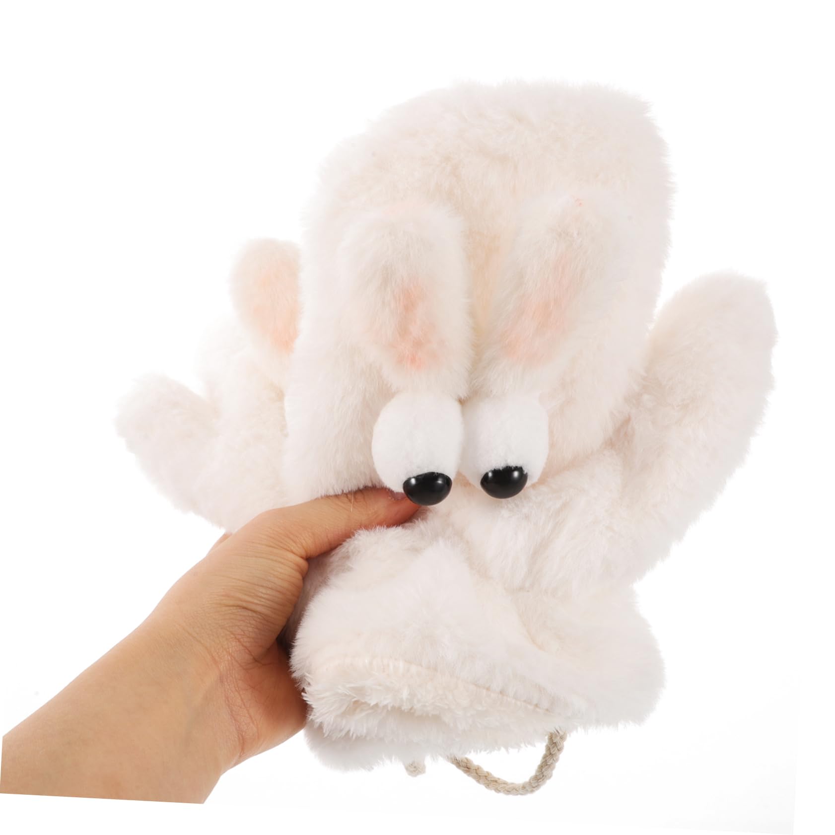 HAPINARY Kawaii Animal Pattern Cycling Gloves Plush Mittens Windproof Full Fingerless for Women's Skiing and Biking