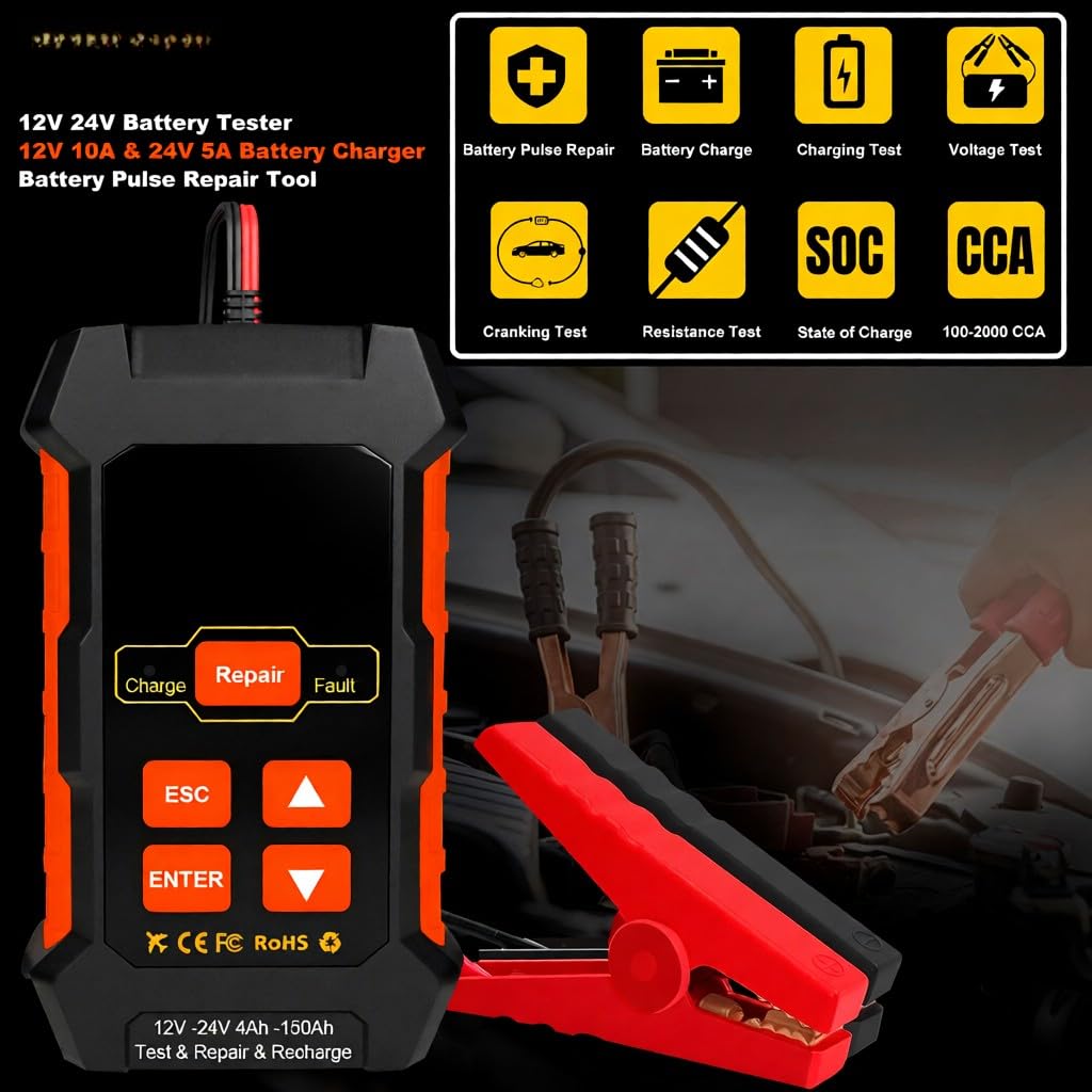 KW520 Tester akumulatora samochodowego 3 w 1 12 V 24 V ładowarka i narzędzie do naprawy skaner diagnostyczny z testem 100-2000CCA