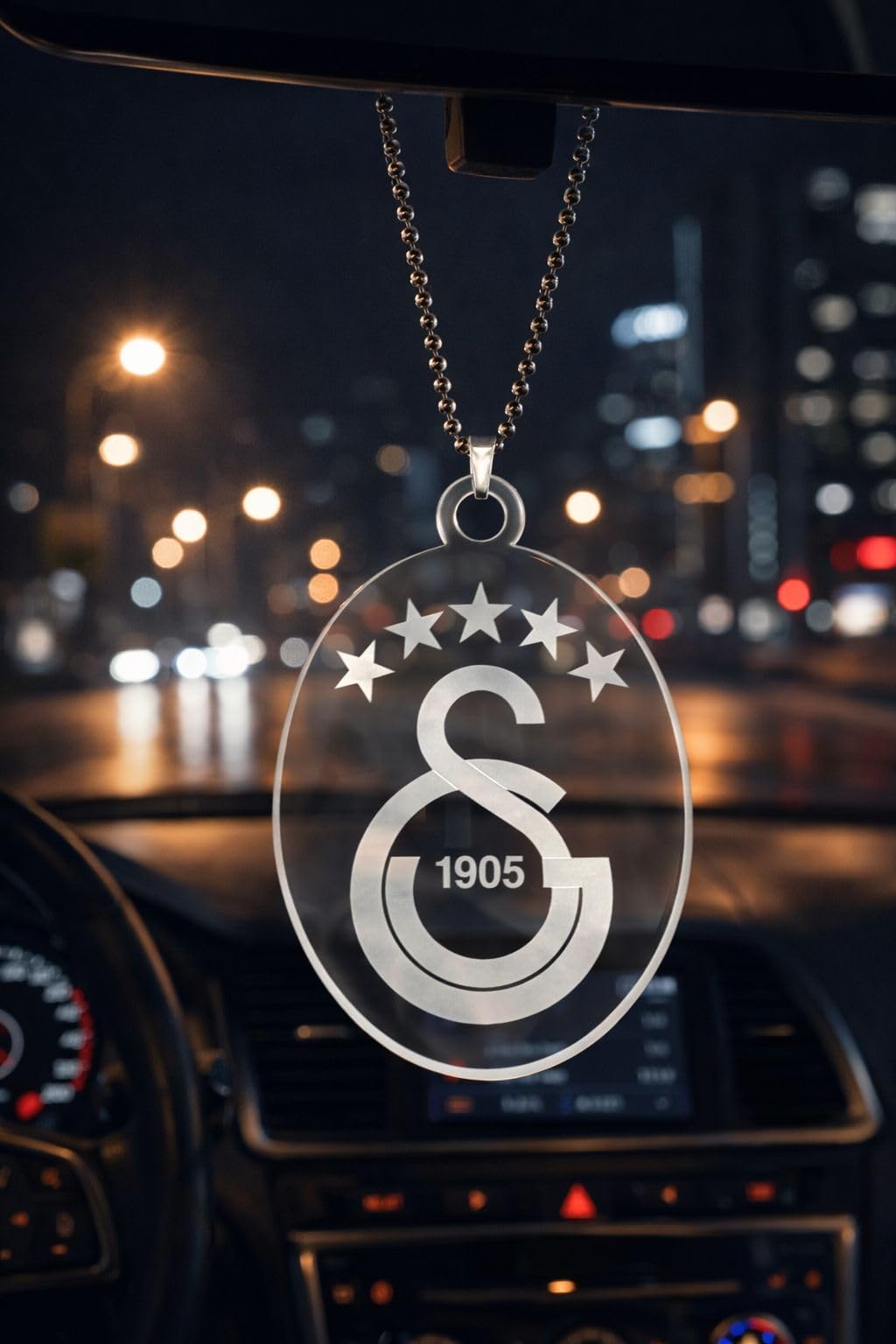 Pendentif de rétroviseur en acrylique - 8 x 6,5 cm - Galatasaray - Décoration de voiture - Remorque légère pour les fans de football