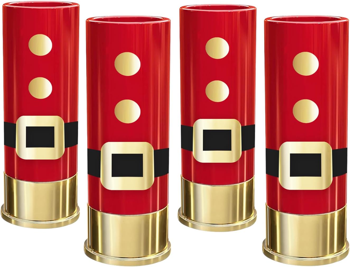 drinking glass- Set of 4 12 GA Shot Glass with santa version-Cool Tequila Alcohol Gifts for Christmas Unique