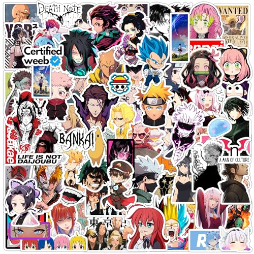 Image of Paper9store Pack of 80+ Anime Stickers for Laptop, Phone Case, Guitar, Bike, Pc, Scrapbook etc. Waterproof Glossy Laminated Residue Free Anime Stickers
