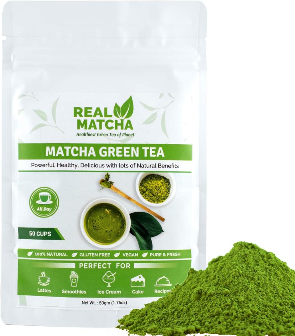 Real Matcha Japanese Matcha Green Tea Powder For Weight Loss (50 Cups), 50 grams
