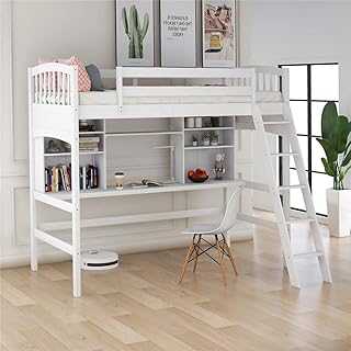 Amazon Com White Loft Bed With Desk White Loft Bunk Bed With Desk