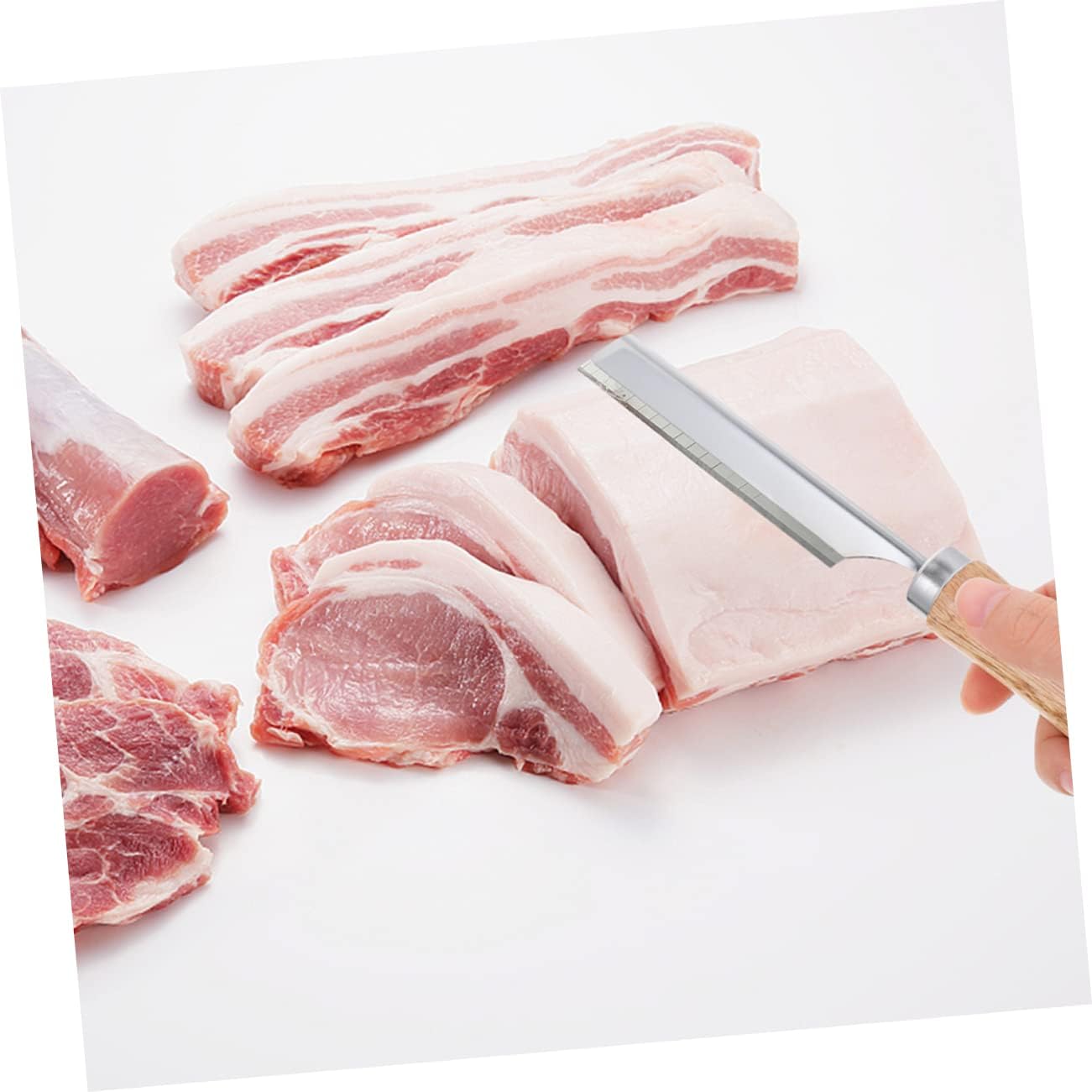 3Pcs Pig Hair Remover Wood Handle Stainless Steel Blade Holder