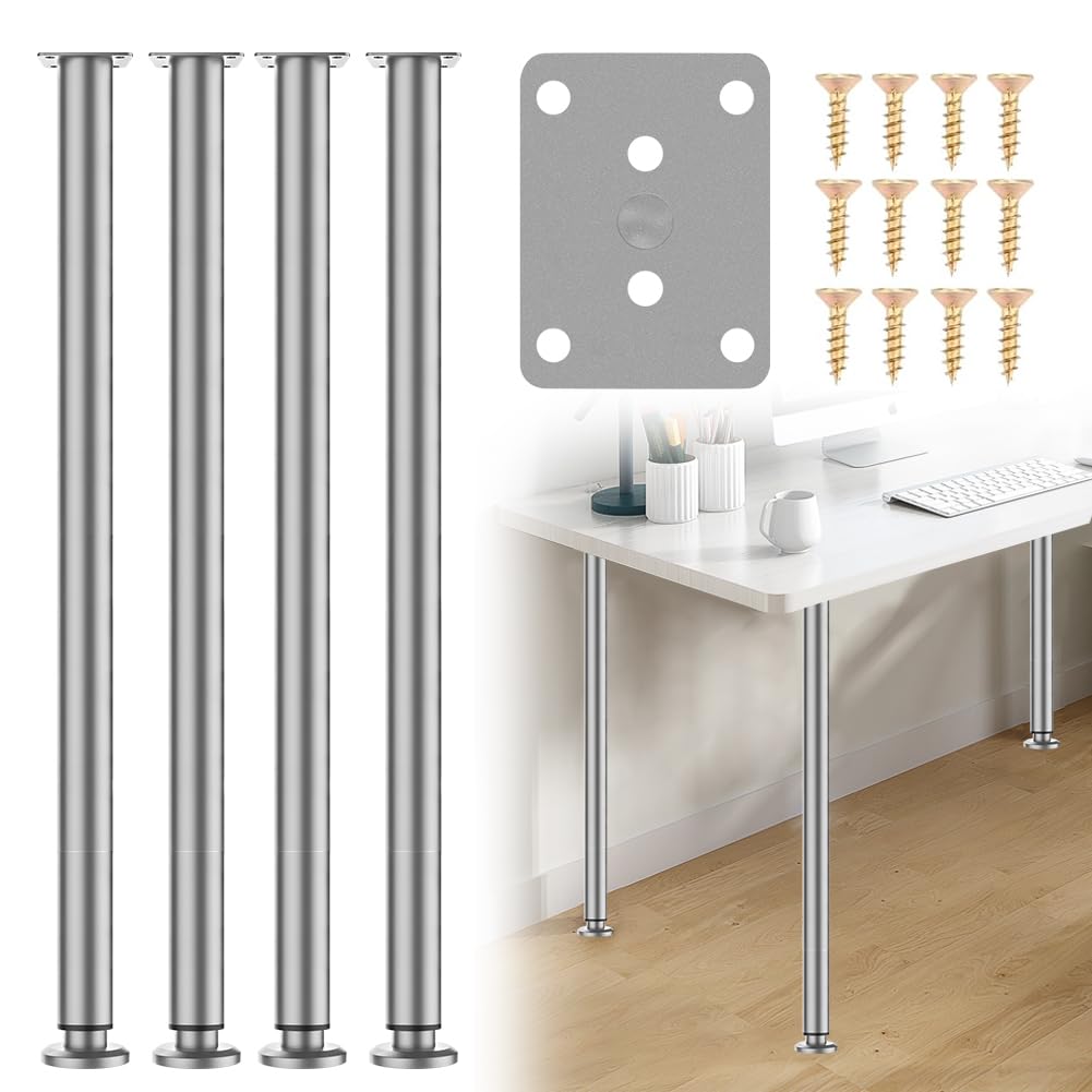 Patas para Muebles Ajustables de 72 a 110 cm, 4 Patas de Mesa Grises en Altura Regulable, Patas de Metal de Altura Ajustable para Patas de Muebles, Patas de Armario, Patas de Mesa, Patas de