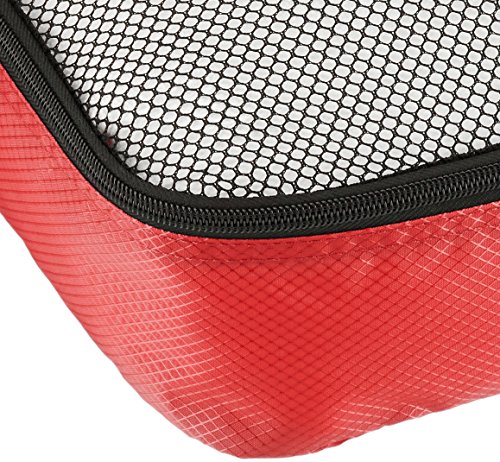 Amazon Basics Lot de 4 sacoches de rangement pour bagage Taille L, Rouge