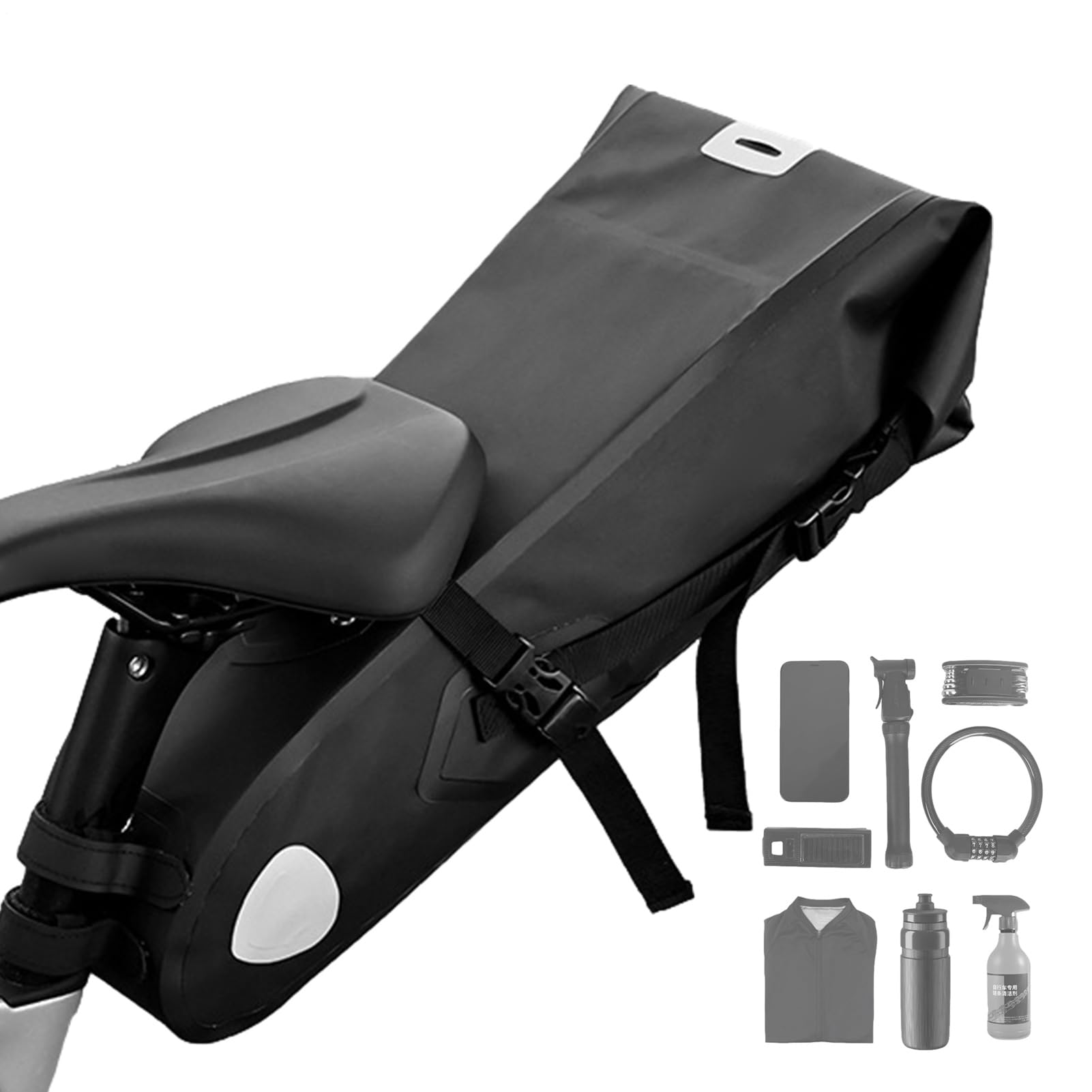 Borsa Sella Per Biciclette 10L Impermeabile con Fasce Riflettenti Sotto La