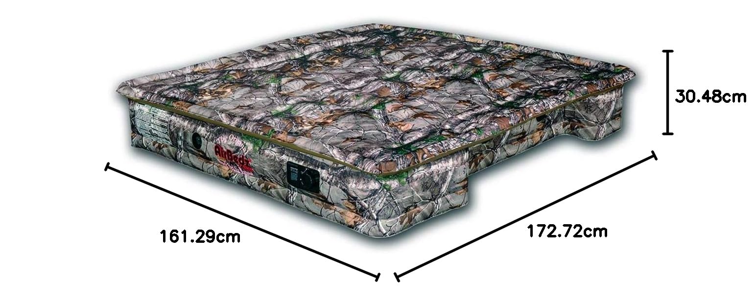 AirBedz RealTree Camo PPI 405 średni rozmiar 13,5 cm krótkie łóżko z wbudowaną baterią akumulatorową pompką powietrza z materacem tylnej klapy, 1 opakowanie