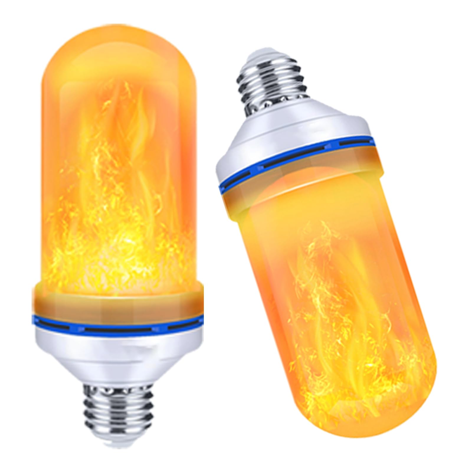 Upgraded LED Flame Light Bulbs, 4-Mode Flickering Light Bulbs with Gravity Sensor, E26 Fire Light Bulb for Porch Party Patio Home Halloween Christmas Indoor Outdoor (Orange, 2)