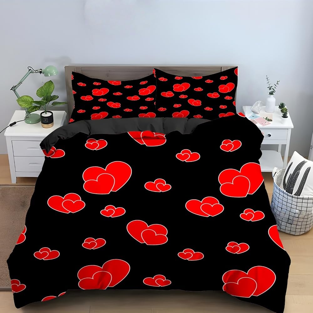 Facile d'entretien pour lit double housse de couette rouge 200x200 anti-plis avec fermeture éclair
