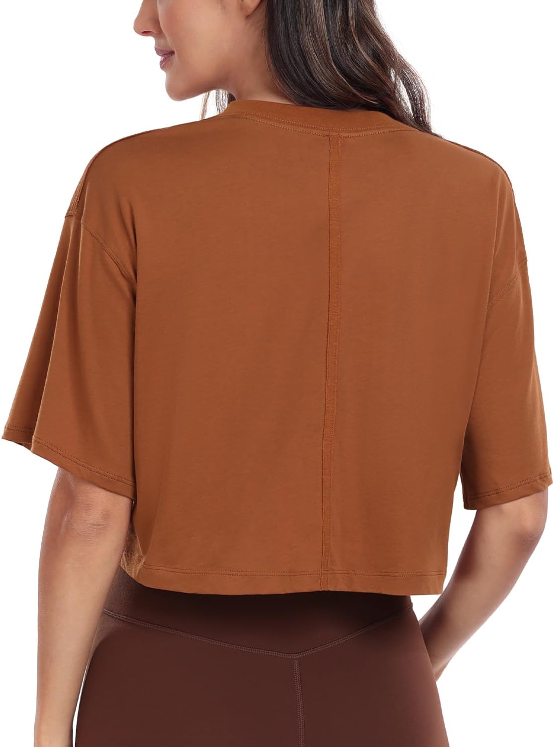 HeyNuts Pima Cotton Short Sleeve Workout Cropped Tops for Women Crew Neck Casual Basic Athletic Crop T-Shirt - Image 5