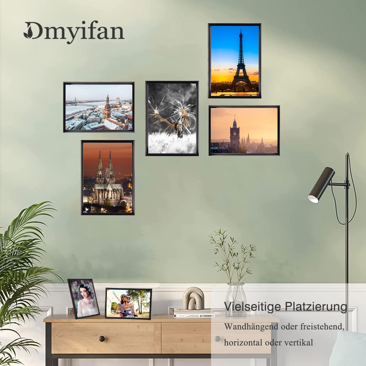 Dmyifan Set of 5 Picture Frames 13 x 18 cm Black with Plexiglas, Portraits, 13x18 cm / 5x - Image 3