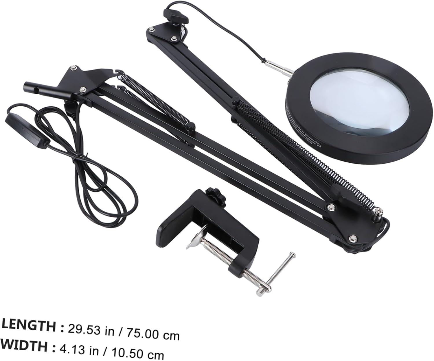 Retractable Long Arm Led Desk Lamp with Magnifying Glass Brightness Levels Color Temperatures for Reading Crafts and Welding