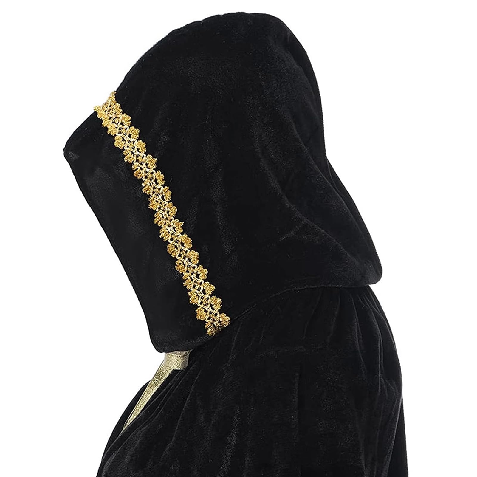 Halloween Hooded Cloak Long Velvet Cape Gothic Medieval Vampire Cape Witch Princess Cloak Robe High Collar Magician Hooded Cloak Renaissance Accessory - Image 4