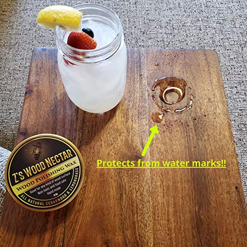 Zbd Goods Z's Wood Nectar All Natural Beeswax Furniture Polish & Conditioner (6Oz), Made With Tung Oil, Beeswax, & Carnauba Wax - Great On Damaged & Untreated Wood, Sent- Citrus #TOP4