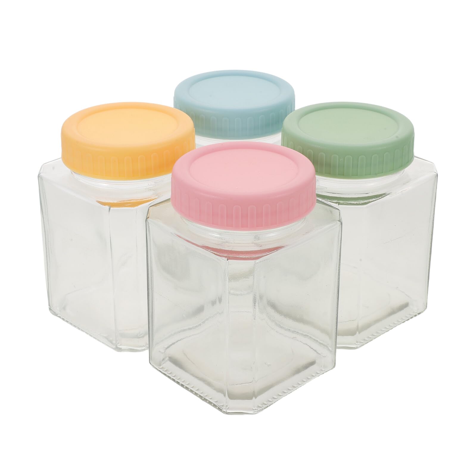 Cabilock 4piezas Contenedor de Almacenamiento Sellado Cuadrado de Vidrio Transparente Recipientes Herméticos para Alimentos para Almacenar Té Harina Azúcar y Dulces la Cocina