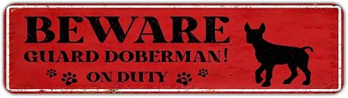 Miniatura 11 de Beware Guard Dog On Duty Placa de señal de carretera de 3 x 12 pulgadas, novedosa placa retro de aluminio para pintura al óleo de aluminio, letrero